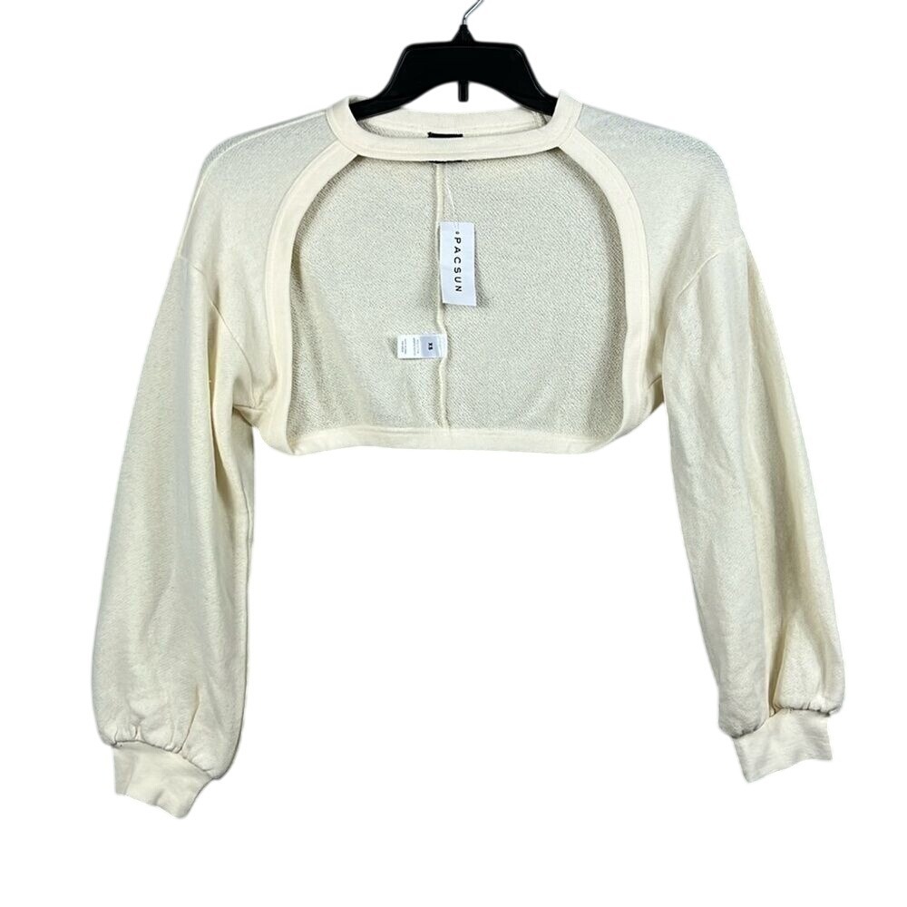 PacSun Long Sleeve Cropped Open Front Shrug Womens Size XS Ivory NWT